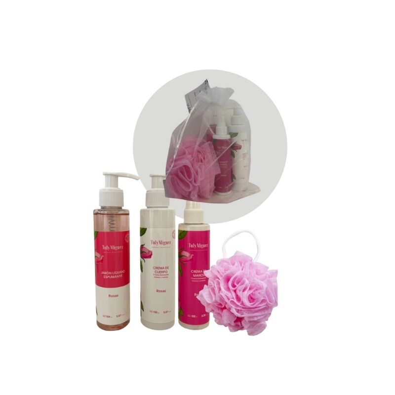 SET DE ORGANZA ROSAS - 4 PRODUCTOS