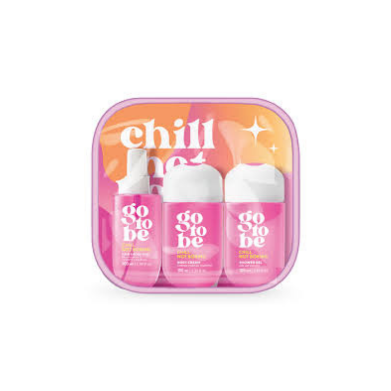 GO TO BE - SET x3 - BRUMA PERFUMADA x 100ML. + CREMA CORPORAL x 100ML + GEL DE DUCHA x 100ML - CHILL NOT BORING