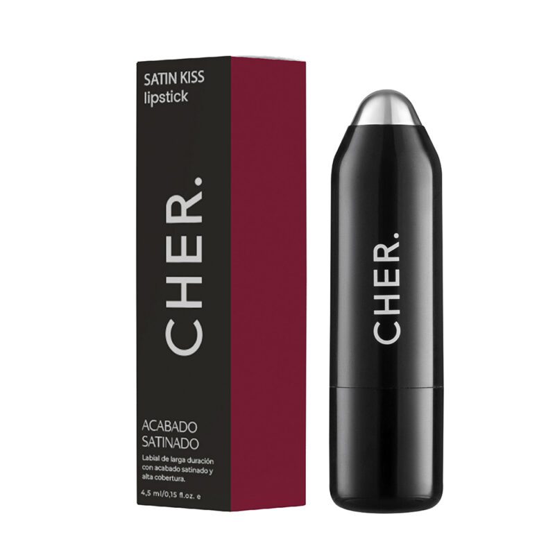 CHER - LABIAL EN BARRA SATINADO -  SATIN KISS LIPSTICK 3 CRANBERRY