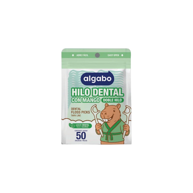 ALGABO HILO DENTAL CON MANGO MENTOL x 50UNI